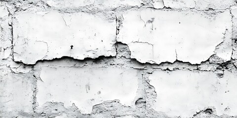 Wall Mural - White brick wall with cracks and texture.