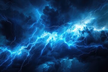 lightning bolt. blue fantasy thunderstorm electric shock in dark background