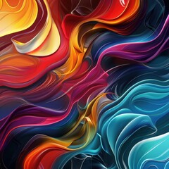 Vibrant Abstract Wave Art with Colorful Swirls