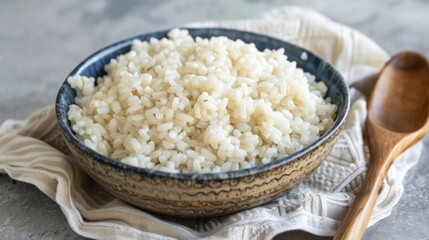 Wall Mural - Steaming White Rice Bowl Garnished with Fresh Parsley