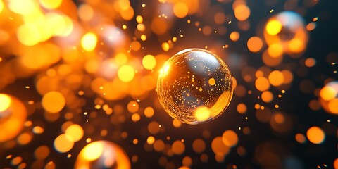 Glowing bubbles in a vibrant, abstract background.