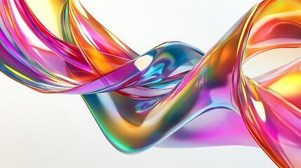 Poster - Abstract Colorful  3D Rendering of a Looping Ribbon