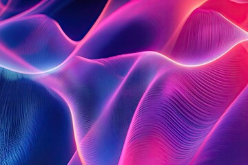 Canvas Print - Abstract Wavy Lines in Vibrant Pink and Blue Hues