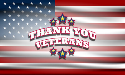 Wall Mural - Thank you veterans, November 11, honoring all who served, American flags background vector illustration 