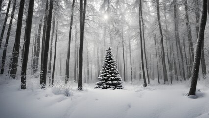 Canvas Print - winter forest in the snow