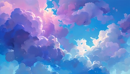 Wall Mural - dreamy blue and purple cloudscape illustration