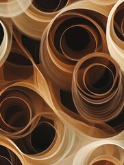 Aufkleber - The artwork features overlapping coffee cup rings in diverse shades of brown, forming an intricate and eye-catching abstract pattern. Generative AI