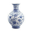 © Prompt2image - Elegant blue and white porcelain vase with floral designs displayed on a transparent background