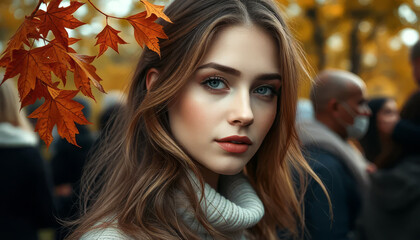 Wall Mural - A woman with long brown hair