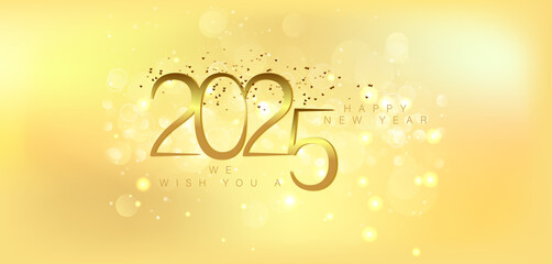 Wall Mural - A festive gold background featuring elegant golden numbers celebrating the arrival of the New Year 2025