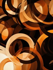 Aufkleber - Overlapping coffee cup rings in various brown shades create a striking abstract pattern with a dynamic and organic feel. Generative AI