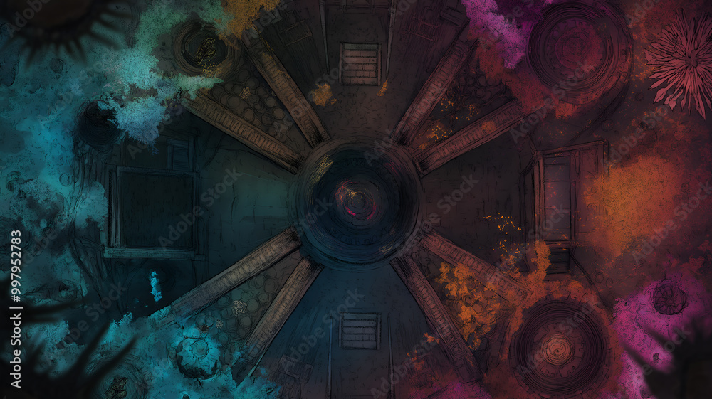 Alien Temple Battle Map for Sci-Fi DnD, Top-Down Tabletop Role-Playing ...