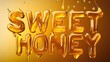 © Loki Studio - Golden sweet honey text with liquid honey dripping effect on a bright background