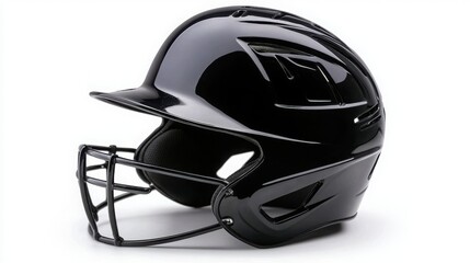 A sleek 3D softball helmet on a white background, showcasing elegance with a soft shadow, Created with Generative AI.