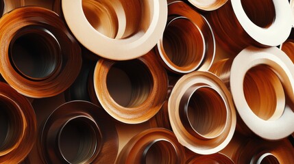 Aufkleber - The design features a striking arrangement of coffee cup rings, layered and overlapping in rich brown hues that evoke warmth. Generative AI