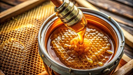 Wall Mural - Fresh honey pouring out from the honey extractor High Angle