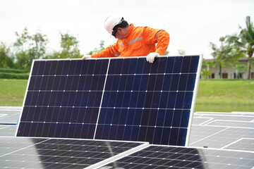 Floating solar panels providing renewable energy. Aerial view floating on solar cells