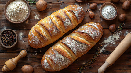 bread on table