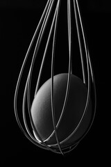 Canvas Print - Chicken egg on a black background. Black and white photography