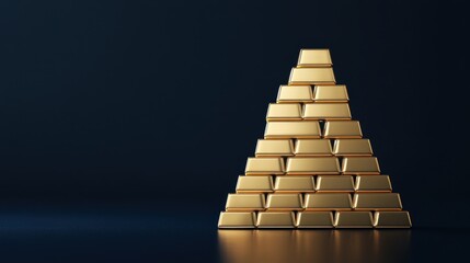 Aufkleber - Gold bricks stacked in a pyramid formation, symbolizing strong financial growth, gold bricks, wealth pyramid 