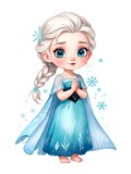 Watercolor baby princess, queen of ice, elsa, anna, birthday princess, girl 