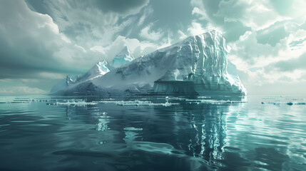 A huge iceberg or glacier in Arctic or Antarctic waters. AI generated art