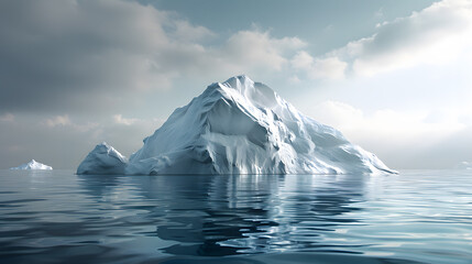 A huge iceberg or glacier in Arctic or Antarctic waters. AI generated art