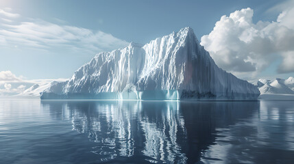 A huge iceberg or glacier in Arctic or Antarctic waters. AI generated art