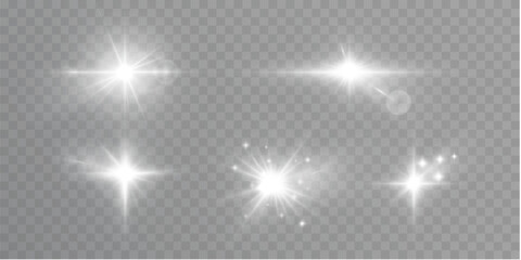 Leinwandbilder - Bright white light effects set. Futuristic glow effect for game interface design. Energy universe aura, bright glow, disco glare, space explosion, illuminated stage.	
