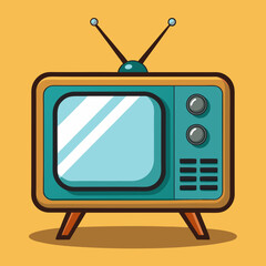 Vintage Television Icon: A nostalgic illustration of a classic television set, embodying a bygone era of entertainment. The cartoonish style and muted colors evoke a sense of warmth and familiarity.