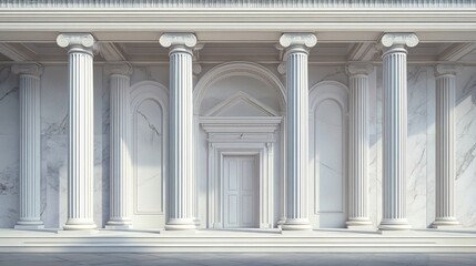 Wall Mural - ancient greek temple with pillars. vector realistic antique building front with white marble arches 