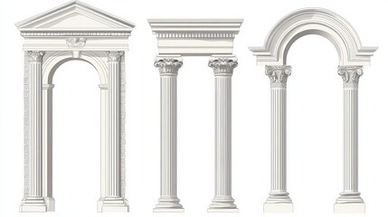 Wall Mural - antique architectural vector elements: roman arch, greek temple door frame, and corinthian columns f