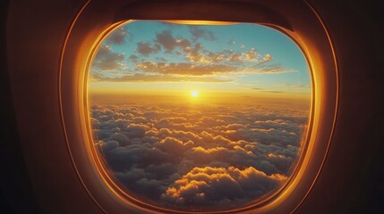 Wall Mural - Sunrise View from Airplane Window