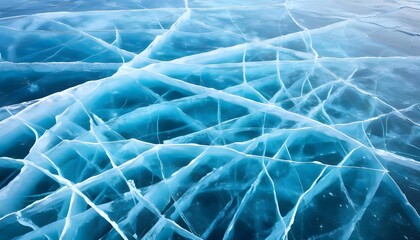 Frozen teal blue ice texture with abstract scratches and cracks