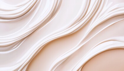 Close-up of flowing cream or lotion with smooth waves and gentle curves, perfect for beauty and skincare themes.