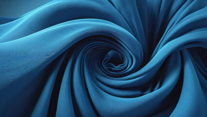 Wall Mural - Blue layers of cloth warping. Abstract fabric twist