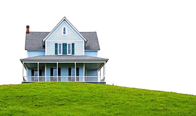 Wall Mural - Charming Blue House on a Lush Green Hill