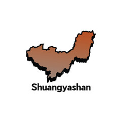 vector Map City of Shuangyashan, administrative modern design - location on China, logotype element for template