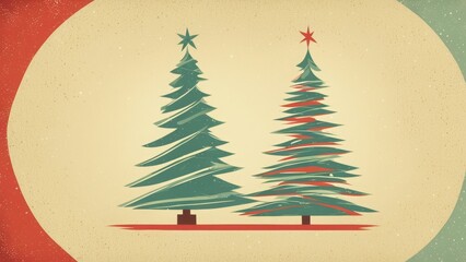 Wall Mural - christmas card with christmas tree