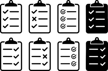 Wall Mural - icon set of checklist, to-do list, control list. thin line icons, flat vector illustrations. isolate