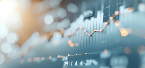 Poster - Close-up of financial market data, showing stock chart trends and performance indicators with blurred background lights.