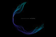 © korkeng - Abstract vector wavy dynamic blue light lines circle swirl round frame isolated on black background in concept technology, neural network, neurology, science, music.