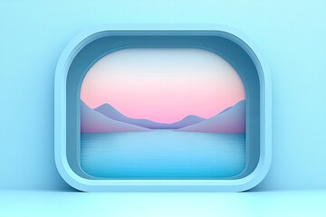 Canvas Print - Futuristic 3D illustration of a human face inside a digital landscape symbolizing artificial intelligence technology and human machine interaction in a pastel colored setting