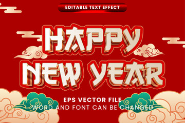 Wall Mural - happy new year 2025 on traditional chinese ornament editable vector text effect