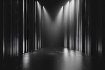 Canvas Print - Striped Light Illuminating a Dark Hallway