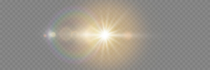 Wall Mural - Sun glare, special flash effect. Light explosion and stars.Vector illustration.