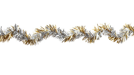 Canvas Print - shiny silver and gold tinsel garland, perfect for festive decorations and celebrations.