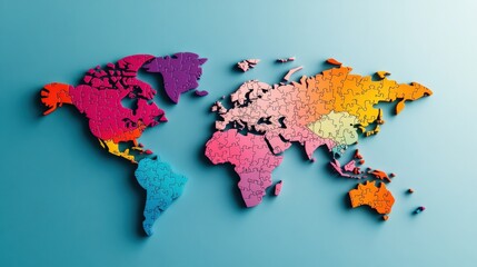 Poster - A colorful puzzle map of the world