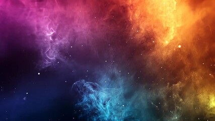 Wall Mural - a vibrant nebula explodes with color against a dark starry sky