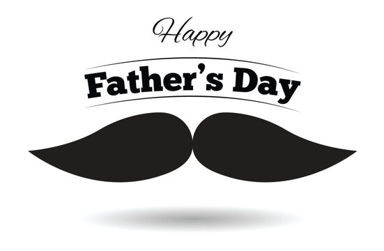 Happy Father's Day Simple Greeting with Mustache and Shadow. International men's holiday celebration event